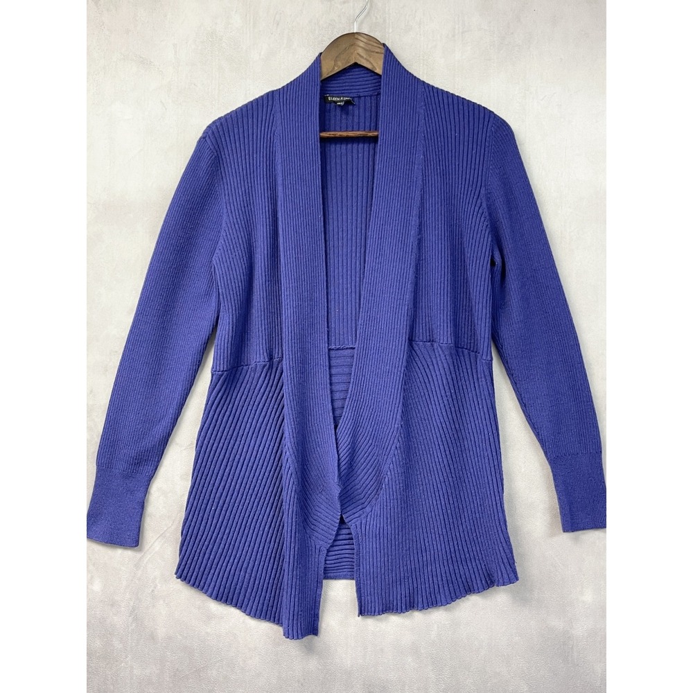 Eileen Fisher Merino Wool Cardigan Womens M Quiet Luxury Minimalist Ribbed